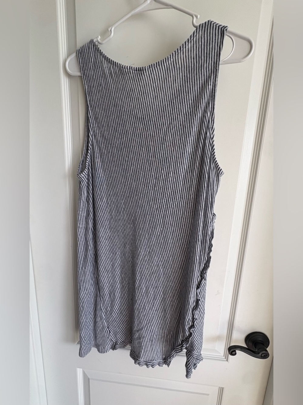 Christian Siriano Linen Tunic 2X Blue White Stripe Sleeveless Asymmetrical Hem